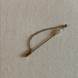 Vintage Gold pearl and diamond stick pin